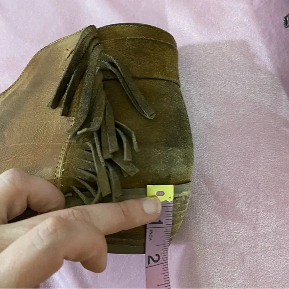 Diba True Pony Up Leather Fringe Ankle Boots Women's 8 Western Rodeo Low Heeled - Picture 4 of 13